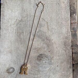 Crewcuts Sparkly Gold and White Monster Necklace on long gold ball chain